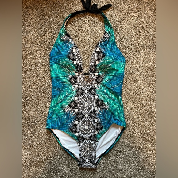 Laundry by Design Other - Laundry by design NWT Tropical Blue and Green open back One Piece Swimsuit